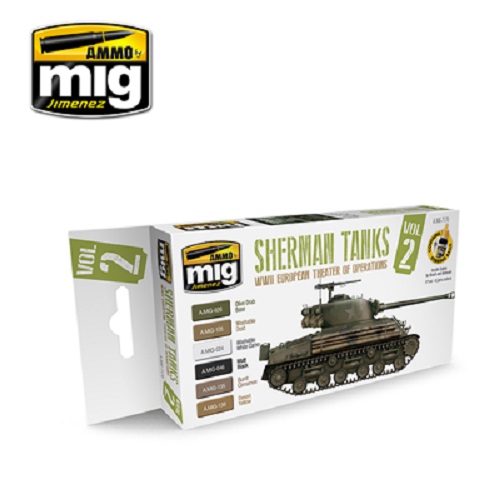 Ammo Mig A.MIG7170 Sherman Tanks Vol.2  (WWII ETO)  Acrylic Paint Set